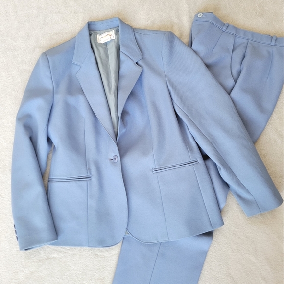 Vintage Levi's Bend Over Suit Light Blue 70s 80s Blazer High Rise Pants 8 10 - Picture 3 of 9